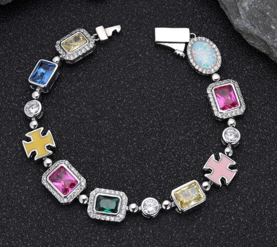 Luxe Gold-Plated Hip-Hop Gemstone Necklace